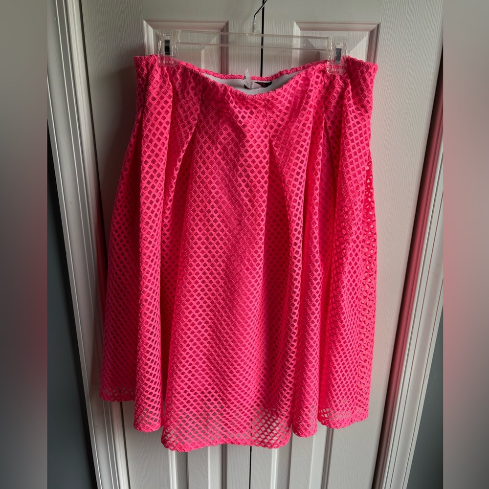 Blush Brand Womens Neon Pink Lattice Midi Skirt Size 2X